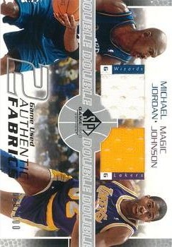 2003-04 SP Game Used - Authentic Fabrics Dual #MJMA-J Michael Jordan / Magic Johnson Front