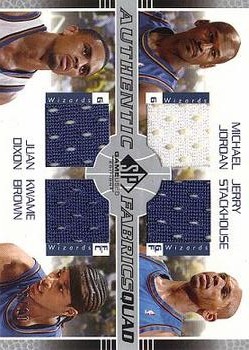 2003-04 SP Game Used - Authentic Fabrics Quad #3 Michael Jordan / Jerry Stackhouse / Juan Dixon / Kwame Brown Front