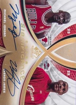 2004-05 SP Game Used - SIGnificance Duals Gold #XSIG-JJ LeBron James / Michael Jordan Front