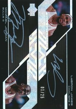 2007-08 UD Black - Autographs Dual #DAU-JJ LeBron James / Michael Jordan Front