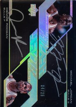 2007-08 UD Black - Autographs Dual #DAU-JR Michael Jordan / Dennis Rodman Front