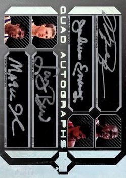 2007-08 UD Black - Autographs Quad #QAU-JEJB Michael Jordan / Julius Erving / Magic Johnson / Larry Bird Front