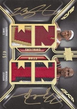 2008-09 UD Black - Dual Patch Autographs #DPA-JJ Michael Jordan / LeBron James Front