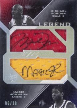 2008-09 UD Black - Legend Signed Jersey Pieces Dual #DJL-JJ Magic Johnson / Michael Jordan Front