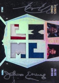 2007-08 UD Black - Patches Autographs Dual #DPA-JE Michael Jordan / Julius Erving Front