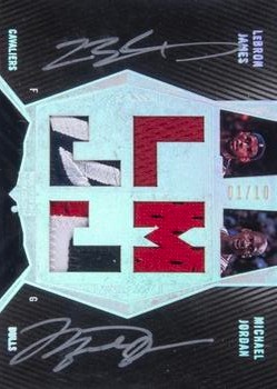 2007-08 UD Black - Patches Autographs Dual #DPA-JJ LeBron James / Michael Jordan Front
