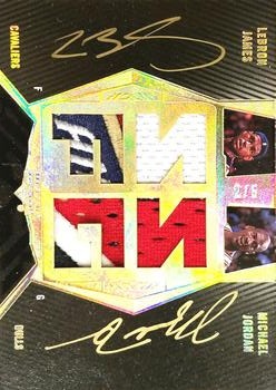 2007-08 UD Black - Patches Autographs Dual Gold #JJ LeBron James / Michael Jordan Front