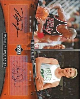 2005-06 UD Portraits - Signature Portraits 8x10 Dual #DSP-3 Larry Bird / Michael Jordan Front