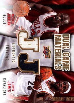 2009-10 Upper Deck - Dual Game Materials Gold #DG-ML Michael Jordan / LeBron James - MEM: Game-Used Memorabilia Front