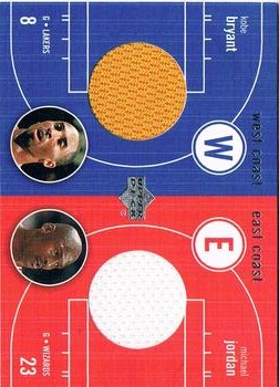 2003-04 Upper Deck - East Coast/West Coast #EW-KB/MJ Kobe Bryant / Michael Jordan - MEM: Bryant Shorts / Jordan Shooting Shirt Front