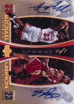 2005-06 Upper Deck - Michael Jordan/LeBron James Autographs #MJLJ1 Michael Jordan / LeBron James Front