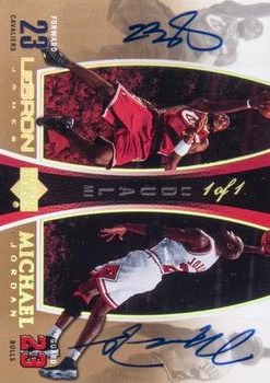 2005-06 Upper Deck - Michael Jordan/LeBron James Autographs #MJLJ10 Michael Jordan / LeBron James Front