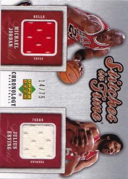 2006-07 Upper Deck Chronology - Stitches in Time Dual #SITD-JE Michael Jordan / Julius Erving Front