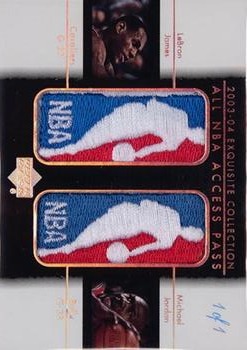 2003-04 Upper Deck Exquisite Collection - All-NBA Access Press Patches #JJ Lebron James / Michael Jordan Front