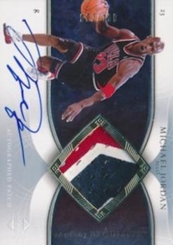 2006-07 Upper Deck Exquisite Collection - Autographed Patches #AP-MJ Michael Jordan - MEM: Game-Used Memorabilia Front