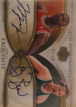 2006-07 Upper Deck Exquisite Collection - Dual Enshrinements #DEX-LM Michael Jordan / Larry Bird Front