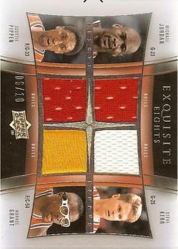 2009-10 Upper Deck Exquisite Collection - Eights #90EAST Michael Jordan / Steve Kerr / Bill Laimbeer / Joe Dumars / Horace Grant / Isiah Thomas / Dennis Rodman / Scottie Pippen Front