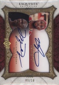 2007-08 Upper Deck Exquisite Collection - Enshrinements Dual #DEN-ML Michael Jordan / LeBron James Front