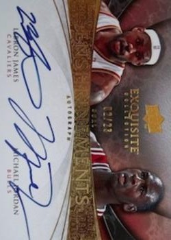 2008-09 Upper Deck Exquisite Collection - Enshrinements Dual #END-JJ Michael Jordan / LeBron James Front