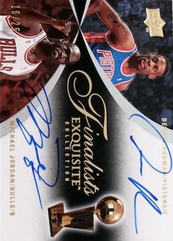 2007-08 Upper Deck Exquisite Collection - Finalists Autographs Dual #FA-JR Michael Jordan / Dennis Rodman Front