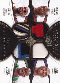 2008-09 Upper Deck Exquisite Collection - Foursome Patches #EF-GOAT LeBron James / Kobe Bryant / Michael Jordan / Kevin Garnett Front