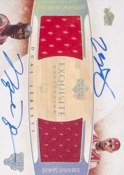 2005-06 Upper Deck Exquisite Collection - Jerseys Dual Autographs #DJA-JJ Michael Jordan / LeBron James Front