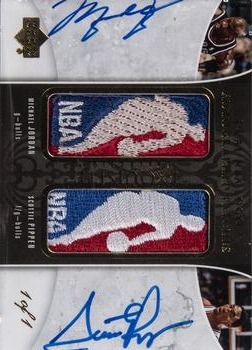 2005-06 Upper Deck Exquisite Collection - Logoman Autographs Dual #DLA-JP Michael Jordan / Scottie Pippen Front