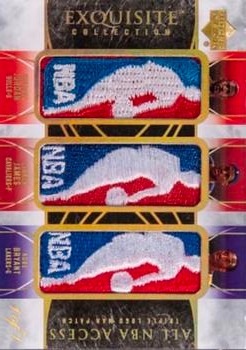 2006-07 Upper Deck Exquisite Collection - Logoman Triples All NBA Access #TL-JJB Michael Jordan / LeBron James / Kobe Bryant Front