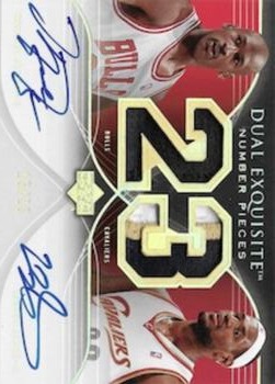 2006-07 Upper Deck Exquisite Collection - Number Pieces Dual #DEN-JJ Michael Jordan / LeBron James Front