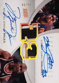 2009-10 Upper Deck Exquisite Collection - Numbers #ED-JJ Michael Jordan / LeBron James Front