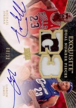 2007-08 Upper Deck Exquisite Collection - Numbers Dual #EDN-JJ Michael Jordan / LeBron James Front