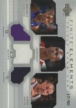 2003-04 Upper Deck Finite - Elements Dual Warmups #FE42 Kobe Bryant / Michael Jordan / Jason Kidd - MEM: Warm-ups Front