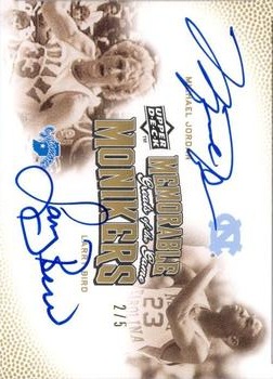 2009-10 Upper Deck Greats of the Game - Memorable Monikers Dual #MM-JB Larry Bird / Michael Jordan Front