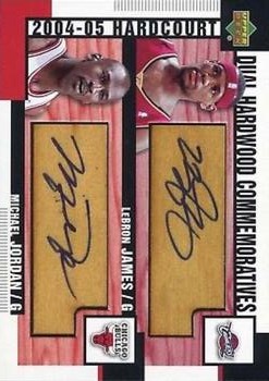 2004-05 Upper Deck Hardcourt - Hardwood Commemoratives Dual #HC2-JJ LeBron James / Michael Jordan Front