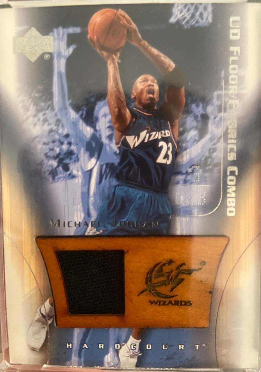 2003-04 Upper Deck Hardcourt - UD Floor/Fabrics Combos #MJ-FF Michael Jordan - MEM: Warm-up and Floor Front