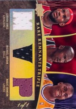 2007-08 Upper Deck Premier - Rare Remnants Triple Gold Spectrum #RR3-JJJ LeBron James / Michael Jordan / Magic Johnson Front