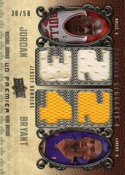 2008-09 Upper Deck Premier - Remnants Quad #PR4-JB Michael Jordan / Kobe Bryant Front