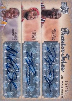 2007-08 Upper Deck Premier - Trios Autographs #PT-JJJ Michael Jordan / LeBron James / Magic Johnson Front