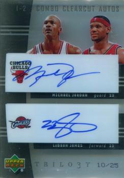2004-05 Upper Deck Trilogy - One Two Combo Clearcut Autographs #1-2-JJ Michael Jordan / LeBron James Front