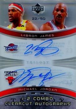 2005-06 Upper Deck Trilogy - One Two Combo Clearcut Autographs #1-2-JJ LeBron James / Michael Jordan Front