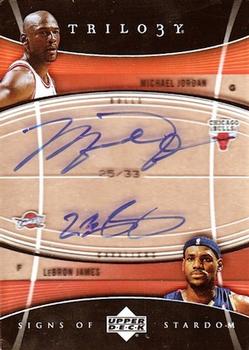 2006-07 Upper Deck Trilogy - Signs of Stardom Dual #SOS-JJ Michael Jordan / LeBron James Front