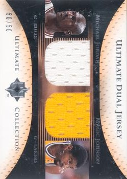 2005-06 Upper Deck Ultimate Collection - Ultimate Dual Jerseys #DJ-MM Michael Jordan / Magic Johnson Front