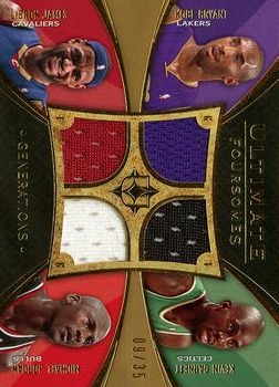 2008-09 Upper Deck Ultimate Collection - Ultimate Foursomes Generations Jerseys #UFC-UDEX LeBron James / Kobe Bryant / Kevin Garnett / Michael Jordan Front